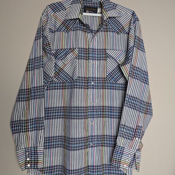 Vintage Panhandle Slim Men’s Pearl Snap Western Shirt, Striped, Size 16-34 - Picture 1 of 9